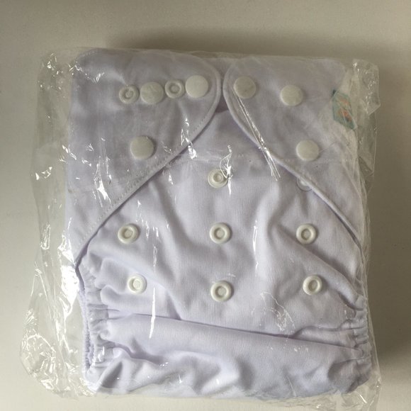 ALVA BABY Cloth Diaper ADJUSTABLE REUSABLE Pcoket w/ Insert White New - Picture 2 of 11
